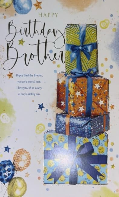 Birthday Card for Brother  Presents & Verse  15x23cm  Colour Insert