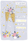 Daughter & Son in law Anniversary Card Champagne Foil Finish Lovely Verse
