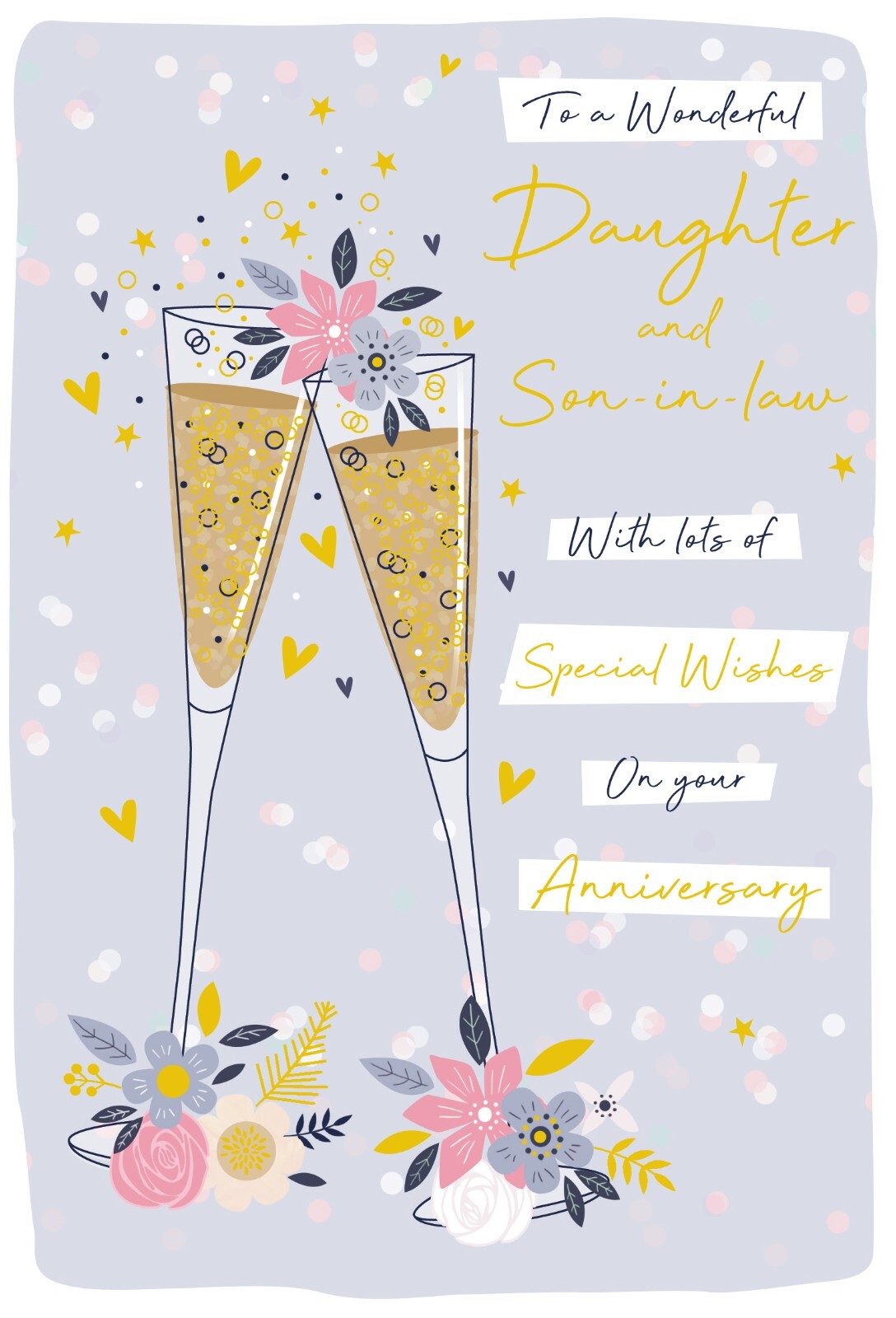 Daughter & Son in law Anniversary Card Champagne Foil Finish Lovely Verse