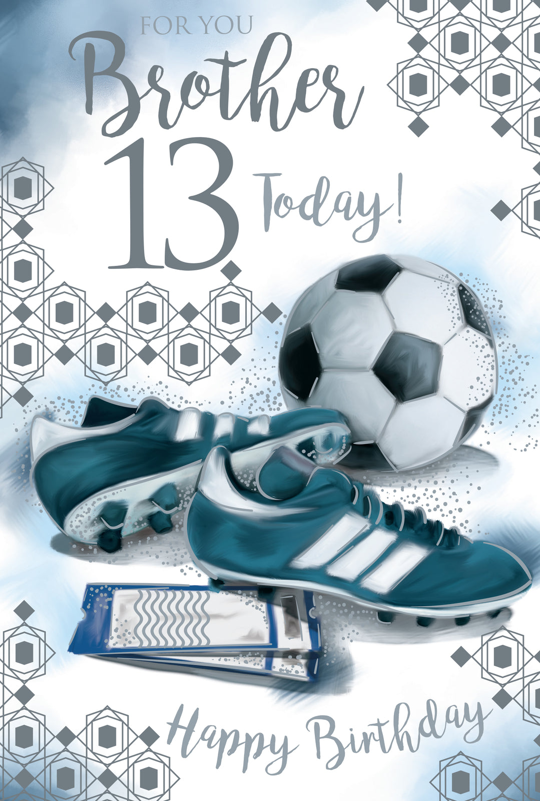 Brother 13th Birthday Card 13 Today Football Happy Lovely Verse