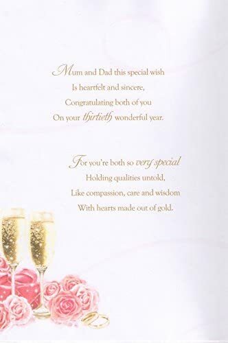 Mum Dad Pearl Anniversary Larger Card On Your 30th Wedding Greeting