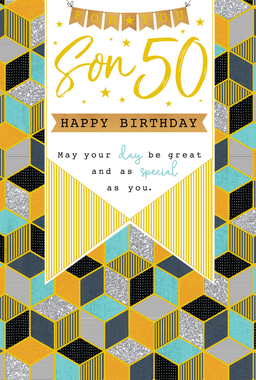 Son 50th Birthday Card 50 Today Bunting Happy Lovely Verse