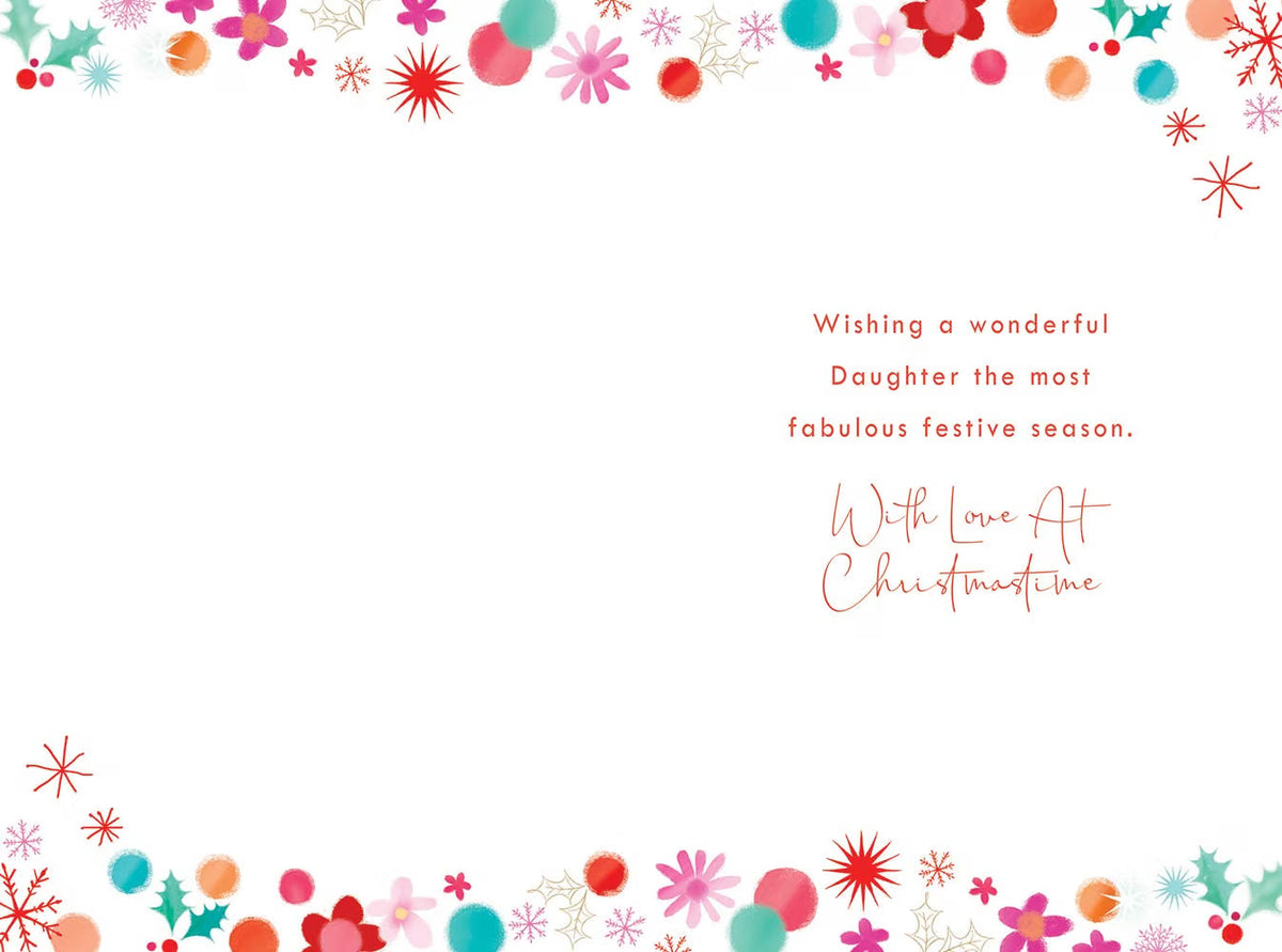 Special Daughter Christmas Card Flower & Dress Design Lovely Verse