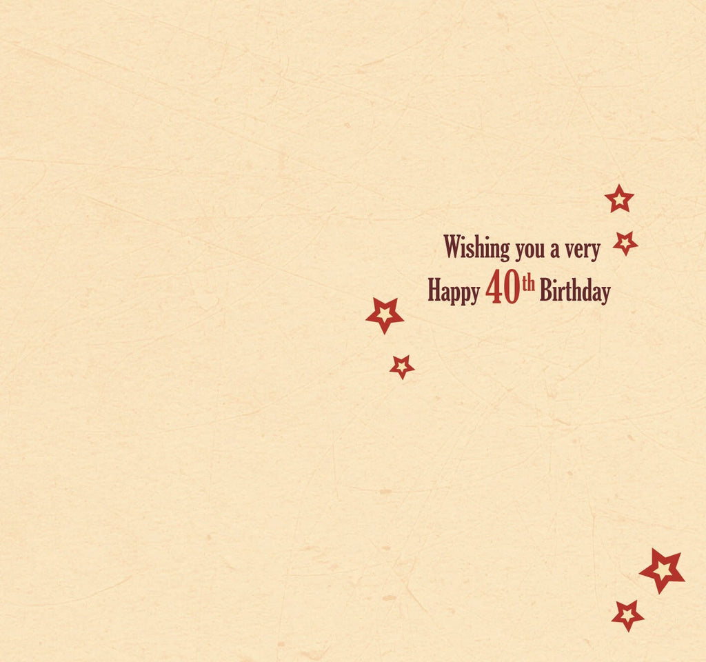 40th Happy Birthday Card 40 Today Congratulations Stripe Birthday