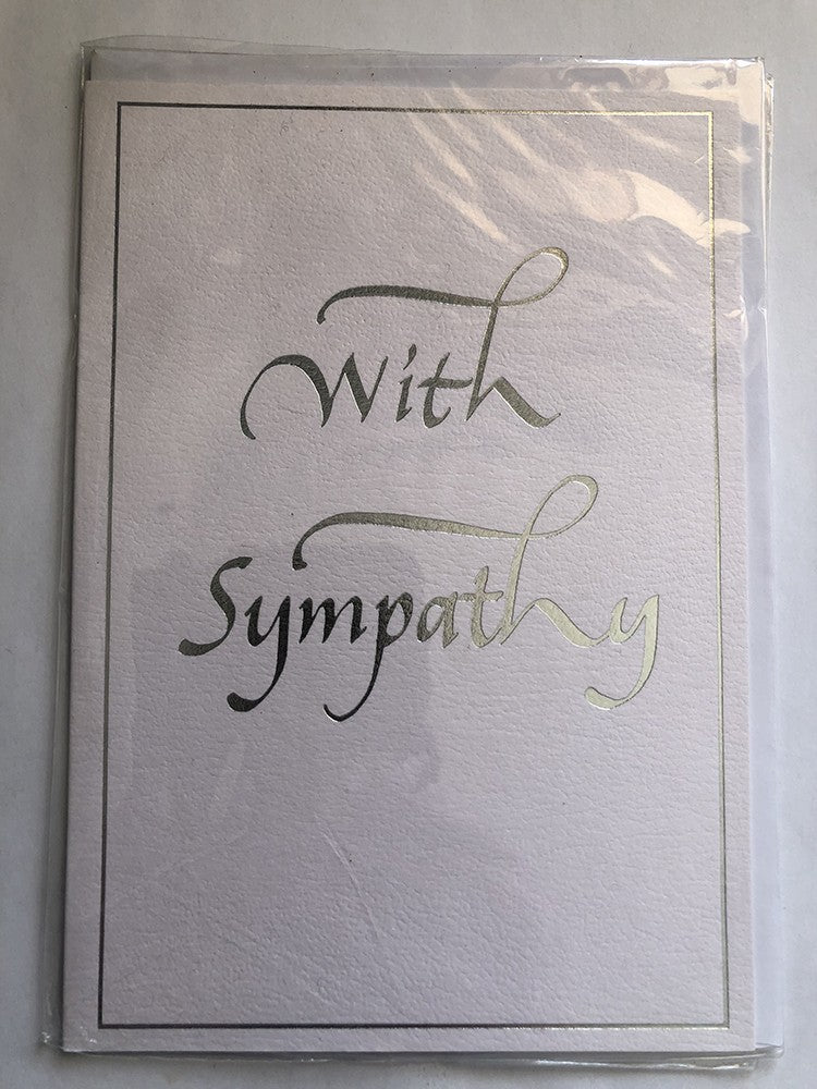 With Sympathy Condolence Card  Italic Silver Foil Words