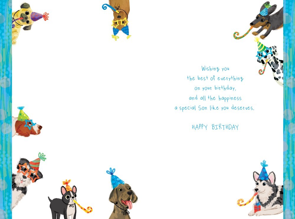 Son Birthday Card Dogs 9" x 6" Lovely Verse