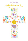 First Holy Communion Card - Religious Cross Design, Chalice, Boy/Girl