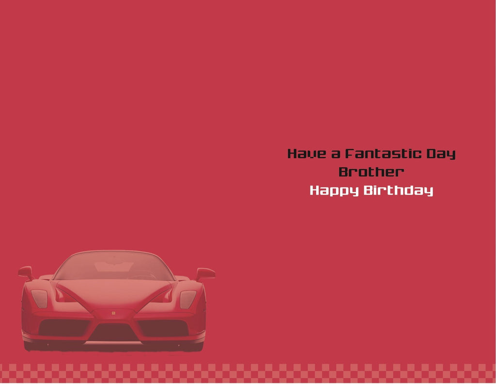 Brother Happy Birthday Card Rosette Sports Car Design Modern