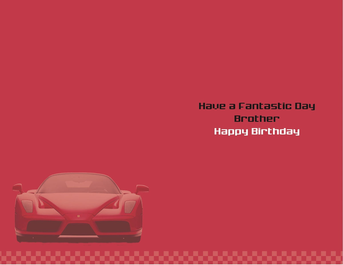 Brother Happy Birthday Card Rosette Sports Car Design Modern
