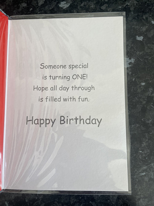 Age 1 Male Birthday Card 1st Cute Boy Smile Tooth Ball Pit