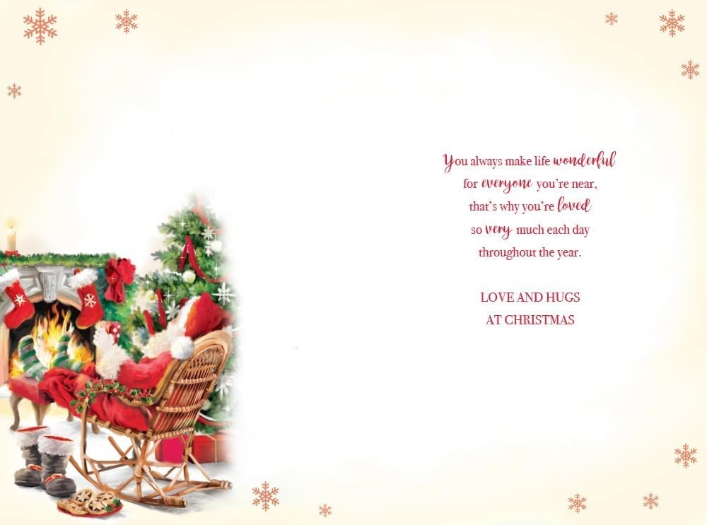 Christmas Card For Grandad 15x23cm Santa Fireplace Verse Large Inside Quality