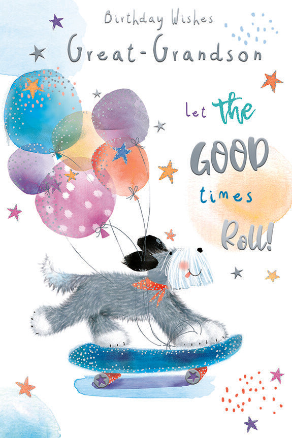 Great Grandson Birthday Card Let The Good Times Roll Cute Dog