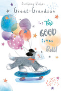 Great Grandson Birthday Card Let The Good Times Roll Cute Dog