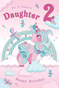 Daughter 2nd Birthday Card Age 2 Unicorn & Clouds Design Happy Lovely Verse