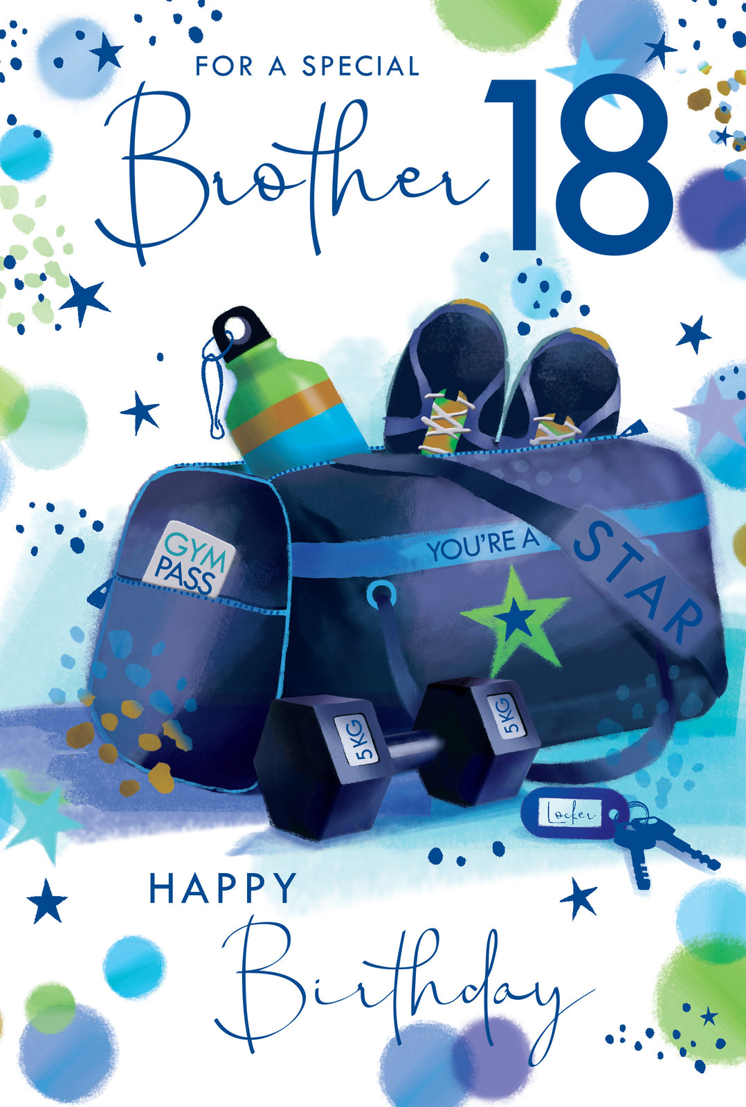 Brother 18th Birthday Card 18 Today Gym Bag Happy Lovely Verse
