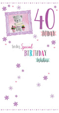 40th Happy Birthday Card 40 Today Sending Special Wishes Teddy Design Bright