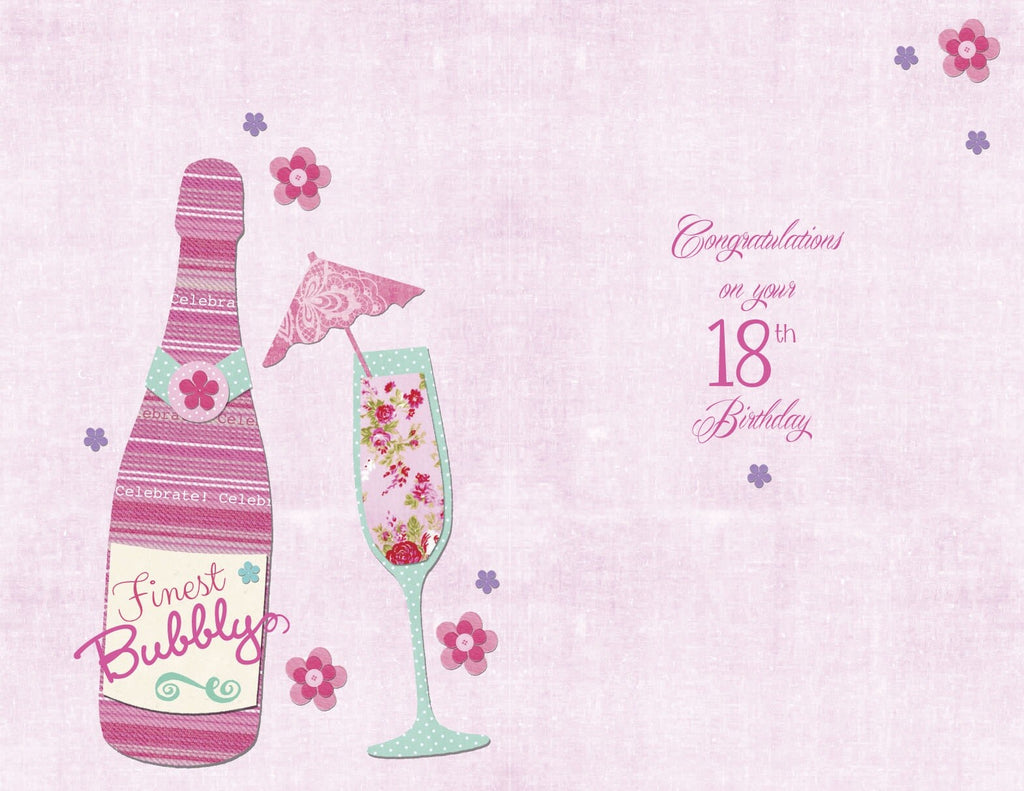 18th Happy Birthday Card 18 Today Celebrate Best Bubbly & Glasses Design