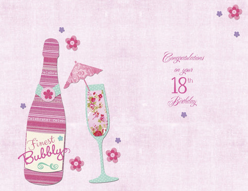 18th Happy Birthday Card 18 Today Celebrate Best Bubbly & Glasses Design