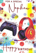 Birthday Card for Nephew  Gaming Controller & Headphones  15x23cm Insert