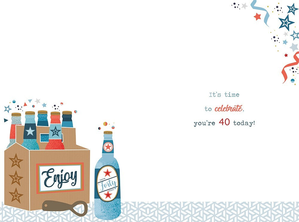 40th Happy Birthday Card Cheers & Beers to 40 Years  Beer Design