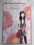 Friend Happy Birthday Card Great Cool Chic Girl Bag Pink Large Flowers