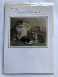 Friend Happy Birthday Card Special Painting Of Cats Drinking Cream From Saucer