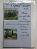 Father Happy Birthday Card Locomotive Steam Train Church Countryside