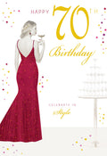 Happy 70th Birthday Card Female Foil Finish 8" x 6" Lovely Verse