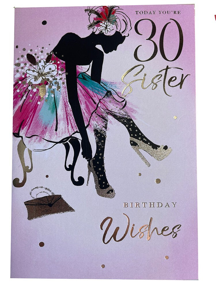 Sister 30th Birthday Card On Your 30 Today Happy Lovely Verse