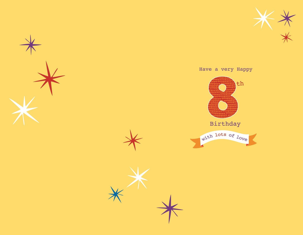 Happy 8th Birthday Card Wishing You a 8 Birthday Bright Party Design