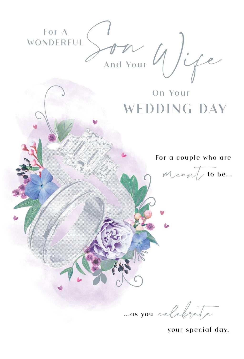 Son & Wife Wedding Day Card Rings Foil Finish Lovely Verse