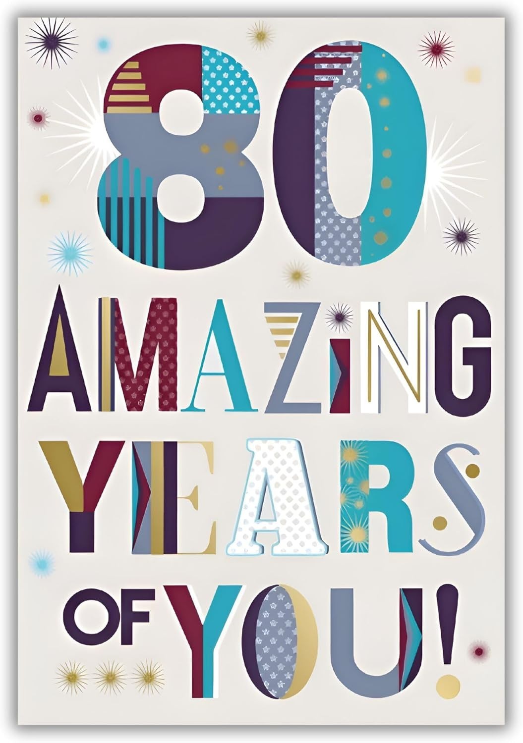 80th Birthday Card 13cm x 19cm Bold Typography Design Verse Inside