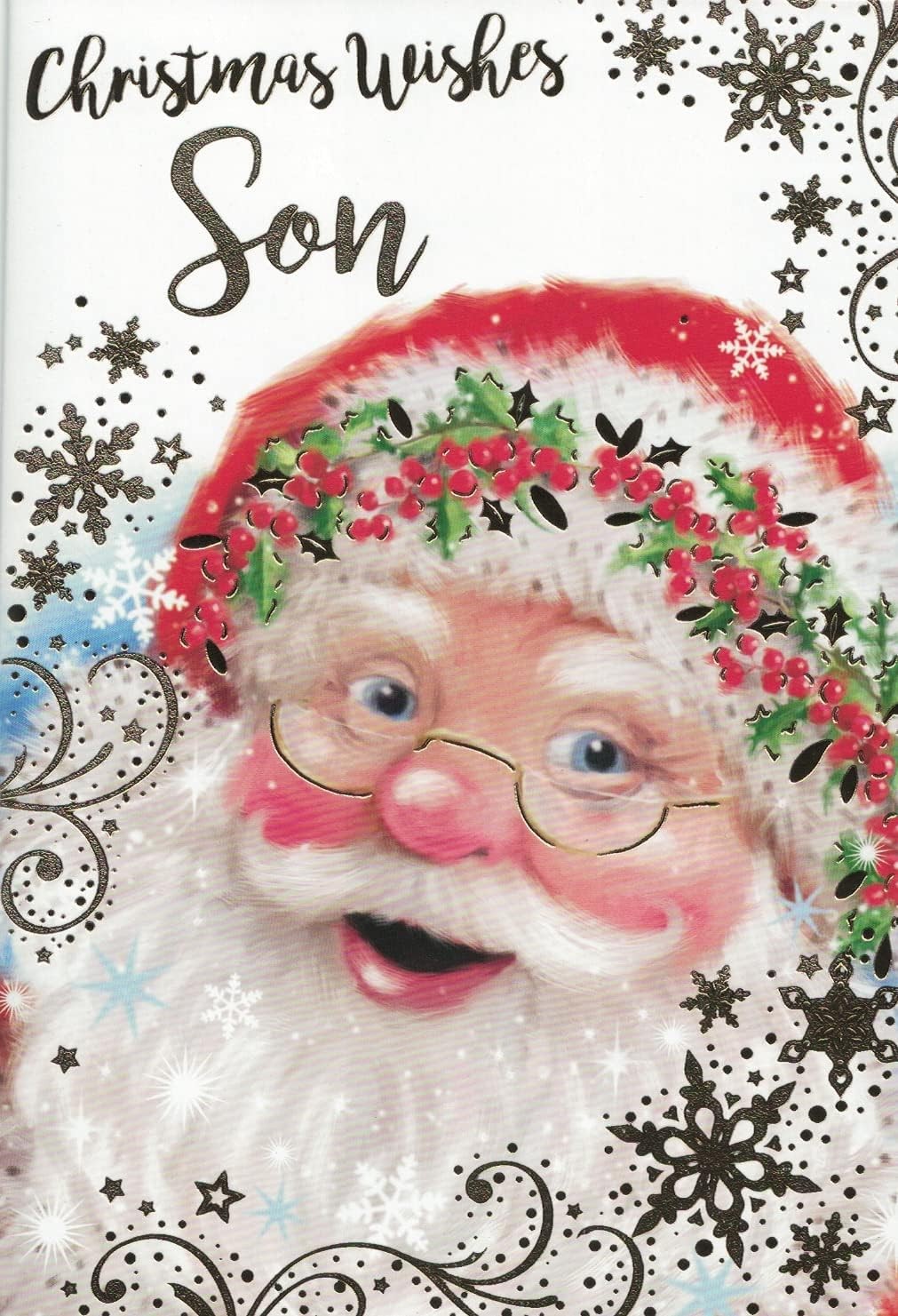 Son Christmas Card, Traditional Santa Design ,7.5 X 5.5 Inches Xa135