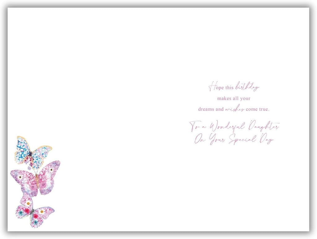 Birthday Card for Daughter  Butterfly Design  15x23cm  Colour Insert