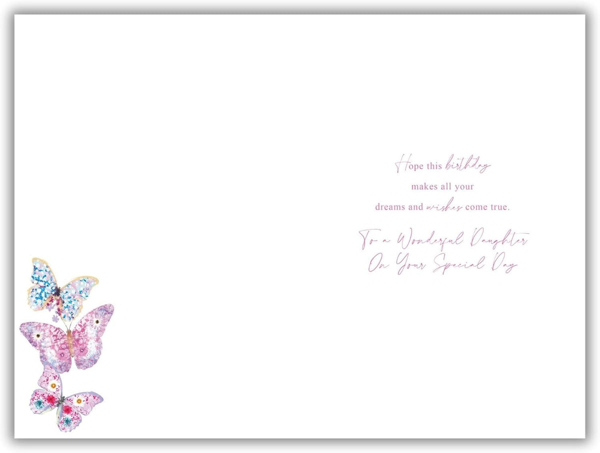 Birthday Card for Daughter  Butterfly Design  15x23cm  Colour Insert