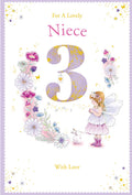 Niece 3rd Birthday Card Age 3 Dandelion Fairy 9" x 6" Lovely Verse