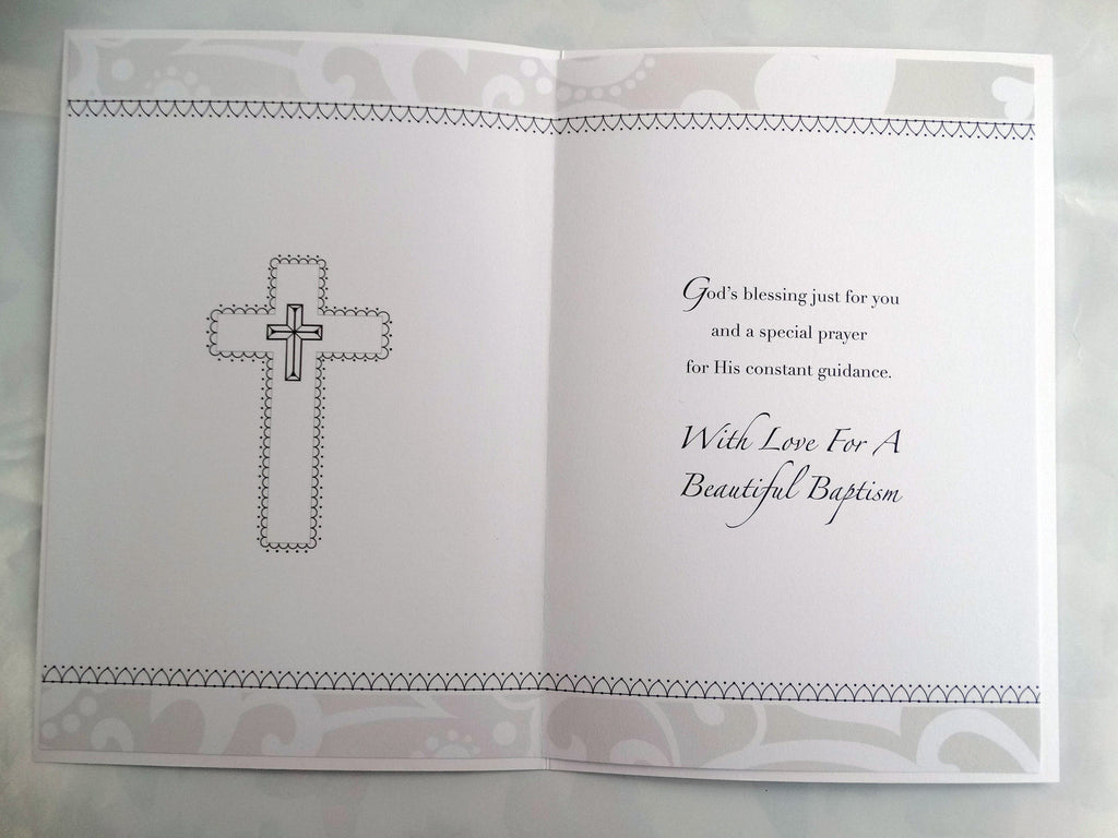 Son Baptism Card To A Much Loved On Your Scroll & Shell Design