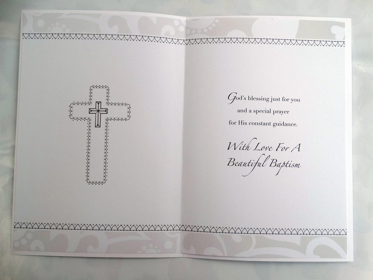 Son Baptism Card To A Much Loved On Your Scroll & Shell Design