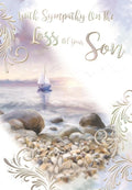 On The Loss Of Your Son Yacht Beach Design Sympathy Condolence Bereavement Card