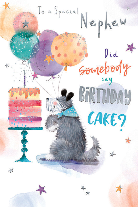 Nephew Happy Birthday Card Did Somebody Say Birthday Cake Cute Dog