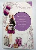 Happy Birthday Female Open Shopping Balloons & Bag Design Card