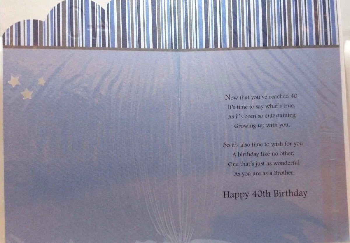 Brother 40th Birthday Card 40 Motorbike Design Happy Lovely Verse