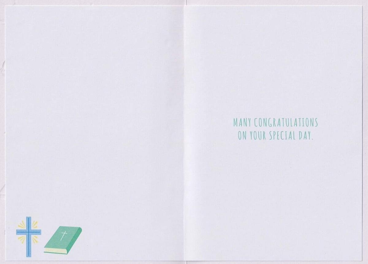 Baptism Greeting Card 13cm x 19cm Religious Verse Colour Insert Modern Design