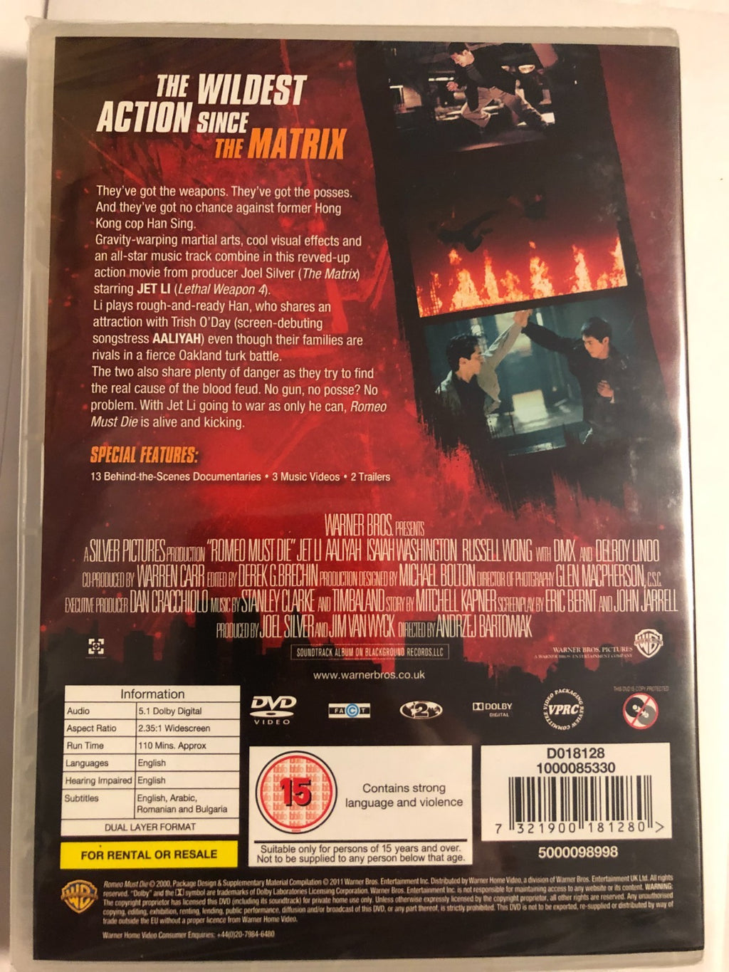 Romeo Must Die (2001) Jet Li Bartkowiak DVD Region 2 New & Sealed