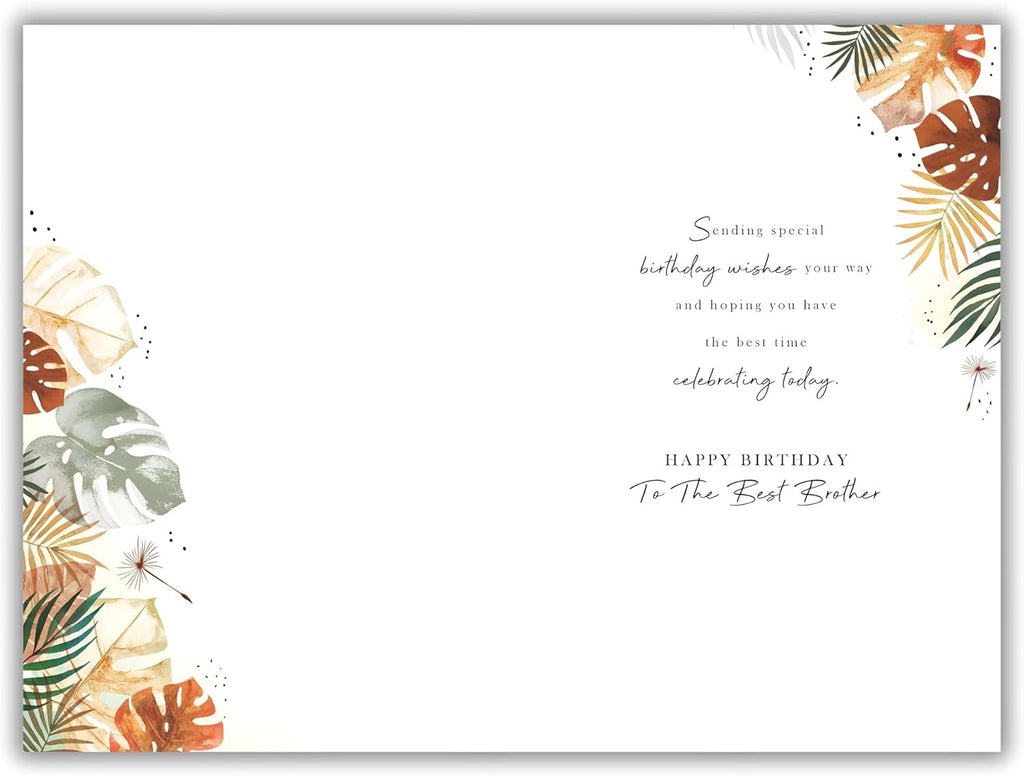 Brother Birthday Card  Tropical Leaf Design & Sentimental Verse  15x23cm