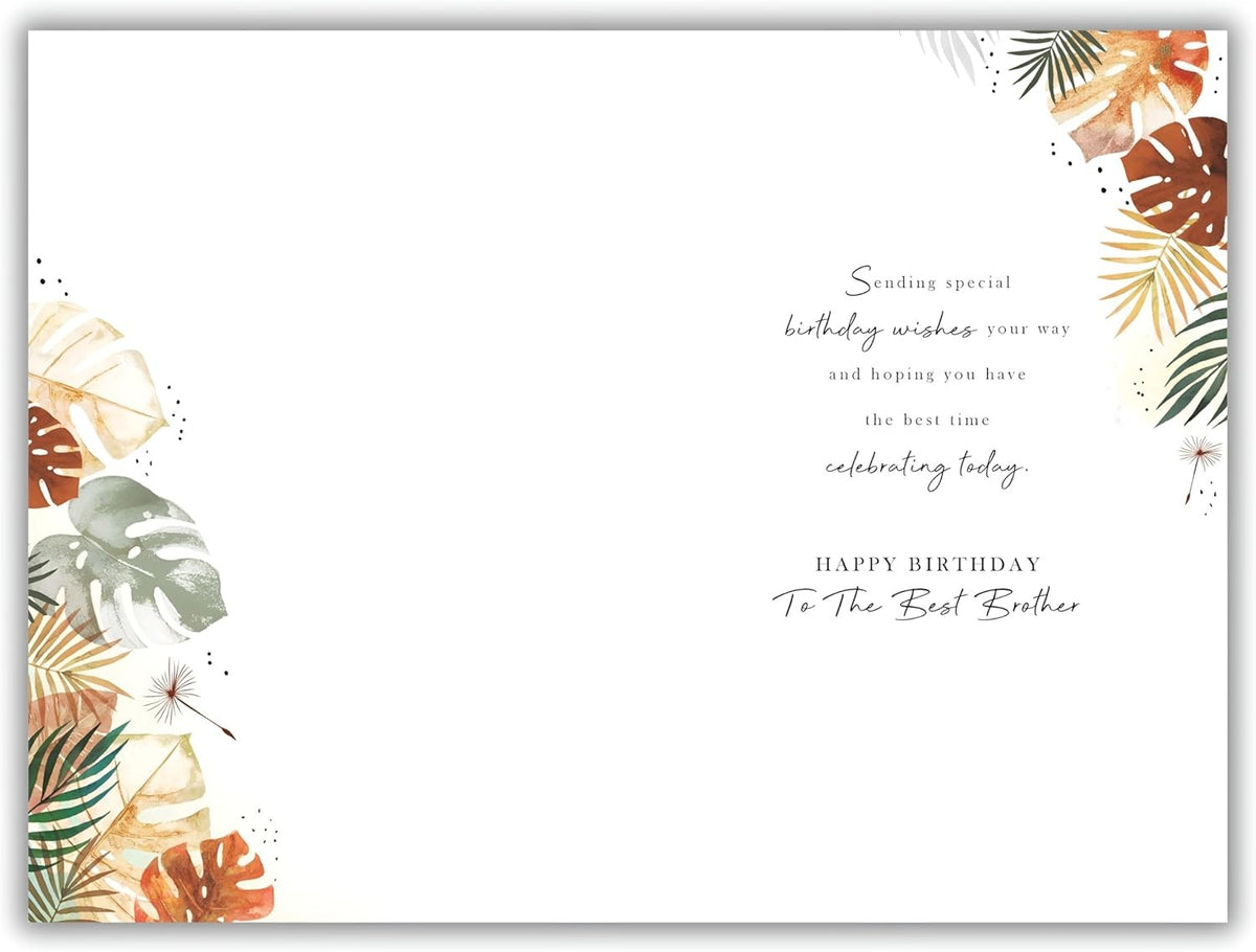 Brother Birthday Card  Tropical Leaf Design & Sentimental Verse  15x23cm