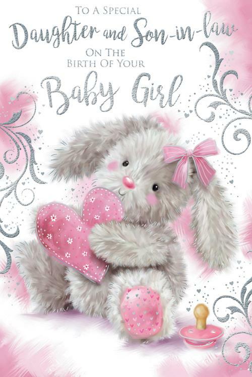 Birth Baby Girl Card Special Daughter & Son In Law  Heart Design Card