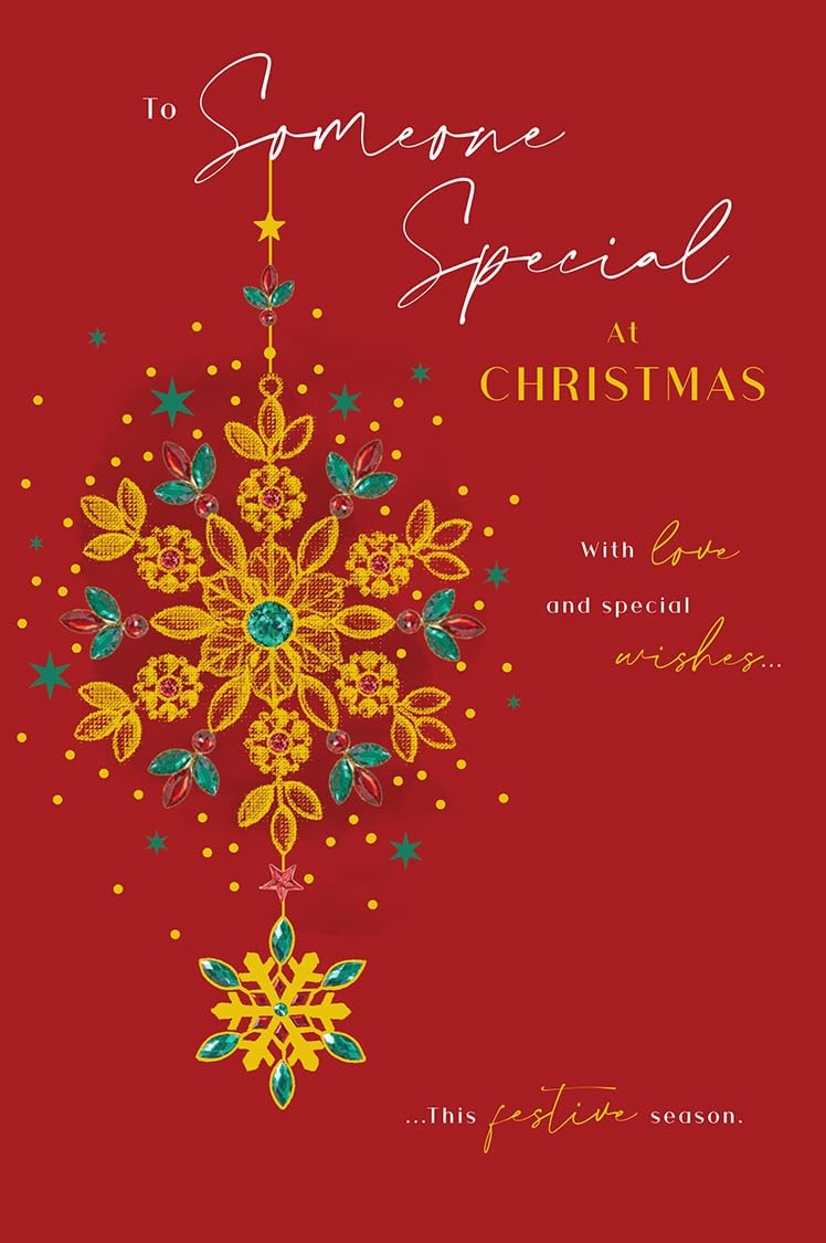 Christmas Card To Someone Special Large Gold Snowflake Jewels 15x23cm