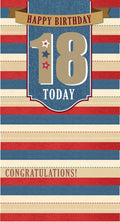 18th  Happy Birthday Card 18 Today Congratulations Stripe Birthday