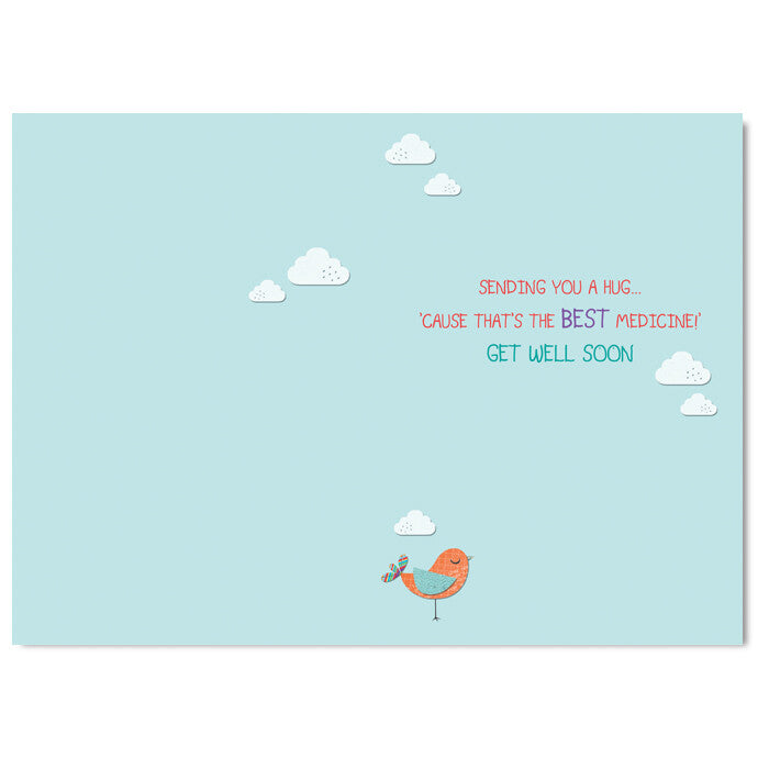 Get Well Card Sorry Your Not Well Bright Modern Flower & Bird Design Greeting